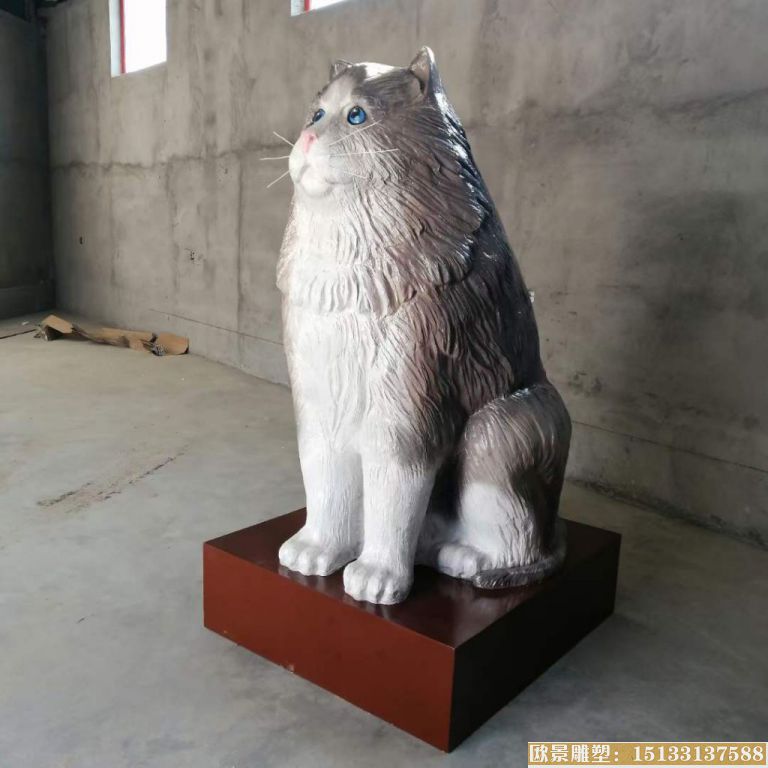 仿真猫雕塑 玻璃钢猫雕塑
