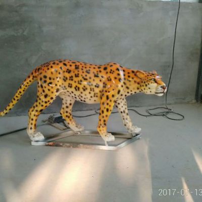 玻璃钢豹子雕塑 动物仿真雕塑